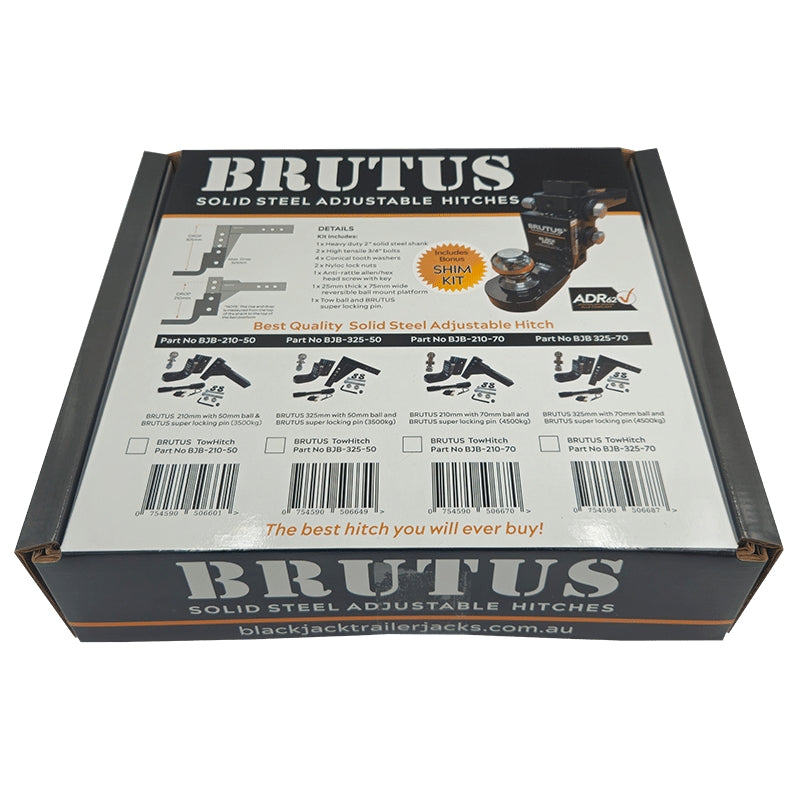 Brutus by Black Jack Adjustable Steel Hitch 210mm Drop with 50mm Ball